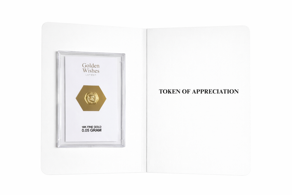 0.05g 18-carat gold Token of Appreciation greeting card — real gold thank you gift