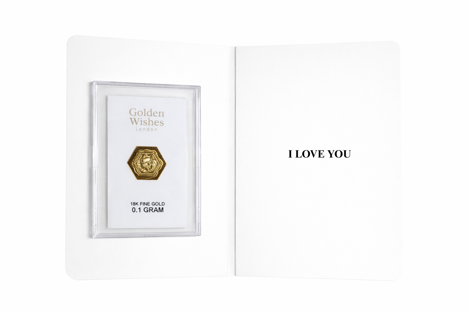 0.1g 18-carat gold I Love You greeting card — romantic real gold keepsake