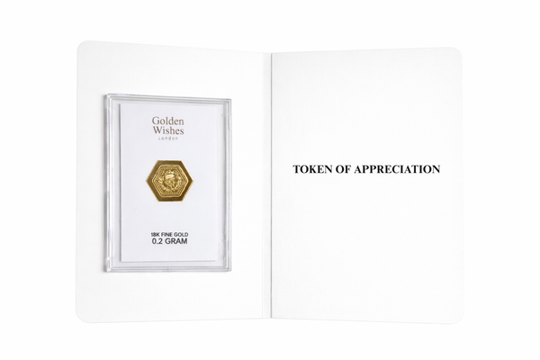 0.2g 18-carat gold Token of Appreciation greeting card — real gold thank you gift