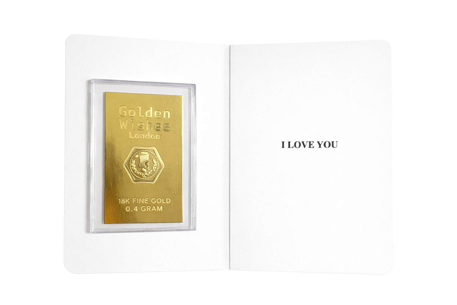 0.4g 18-carat gold I Love You greeting card — romantic real gold keepsake