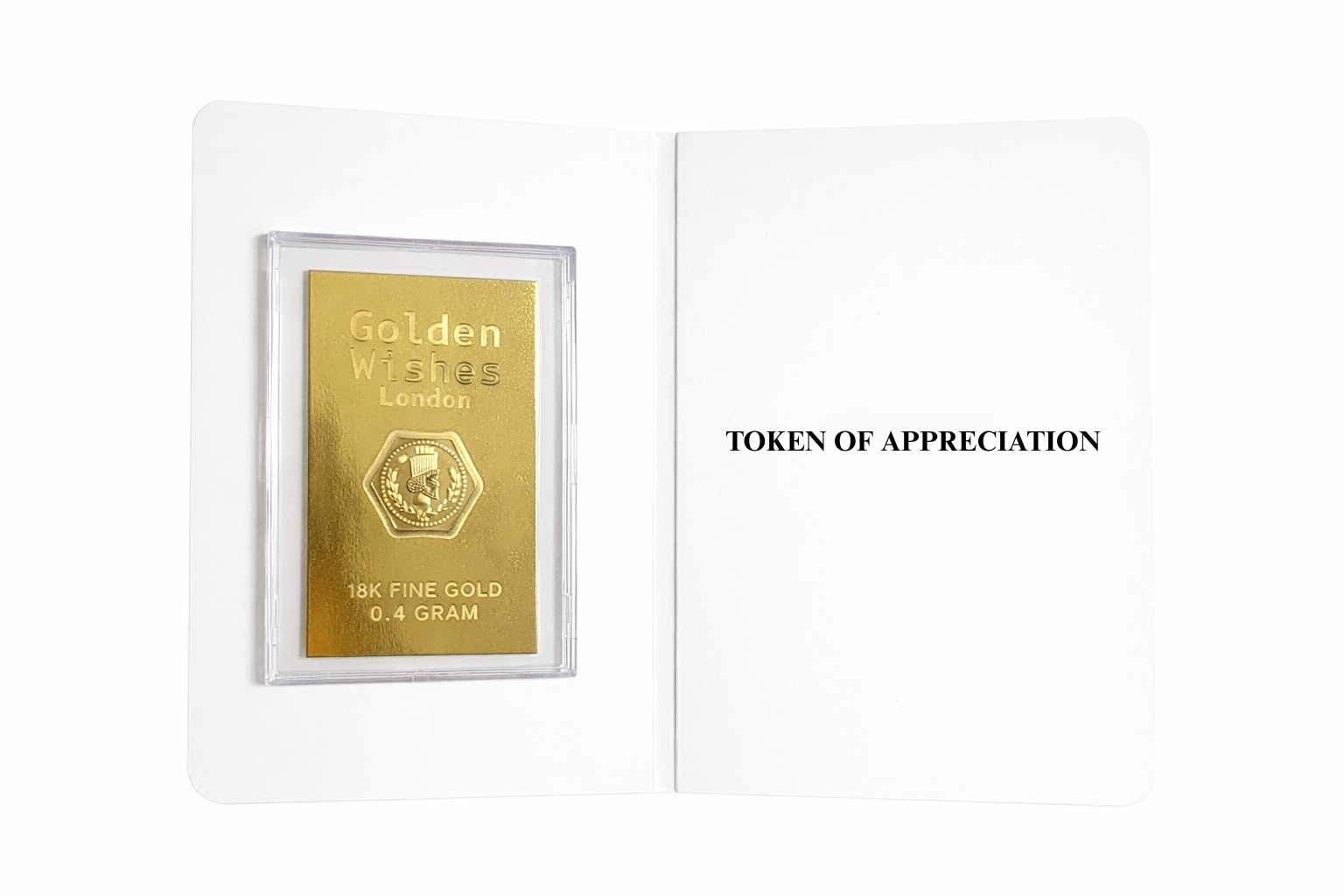 0.4g 18-carat gold Token of Appreciation greeting card — real gold thank you gift