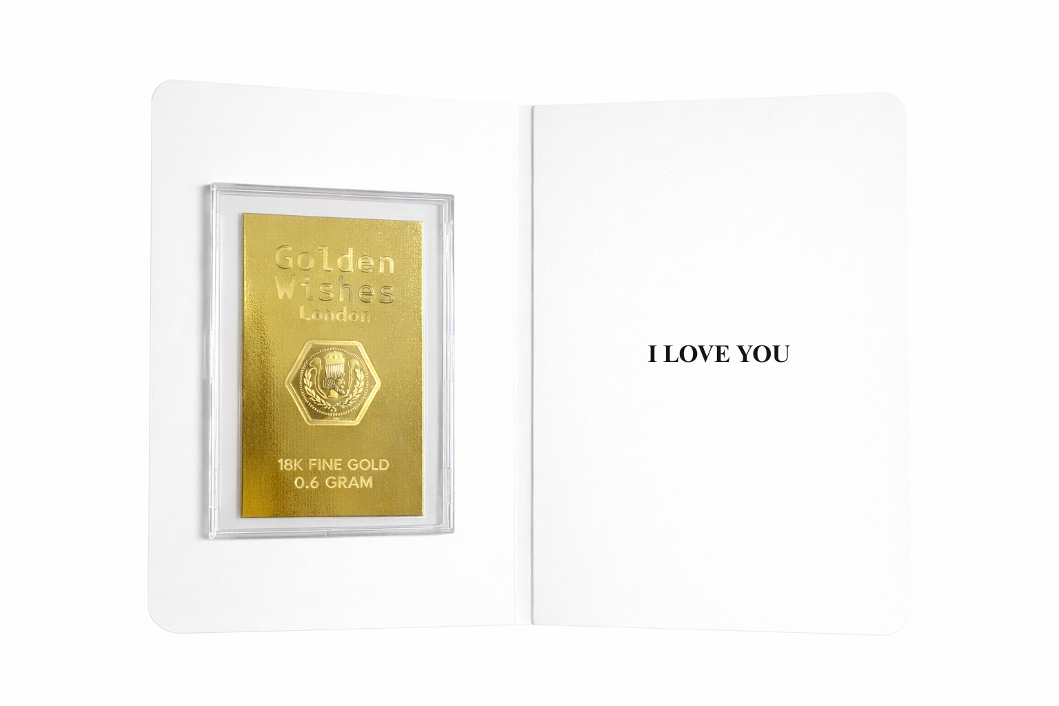 0.6g 18-carat gold I Love You greeting card — romantic real gold keepsake